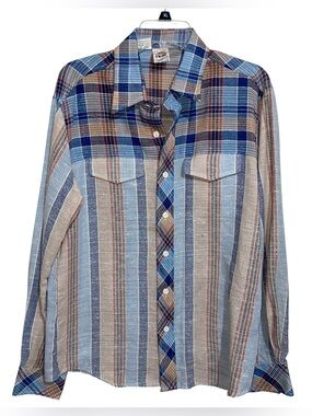Vintage Kennington California Shirt Mens Large 70s Retro Long Sleeve Plaid